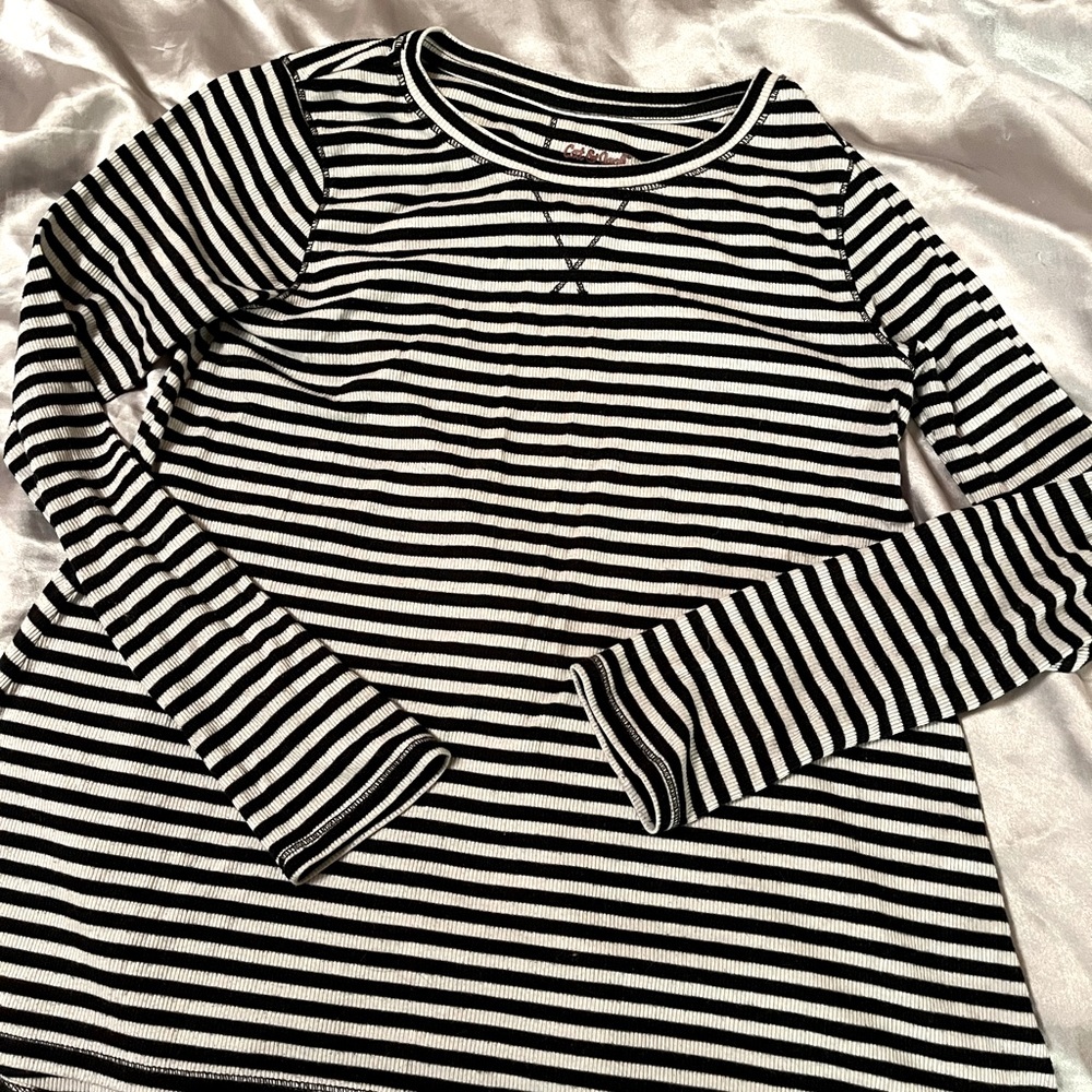 Cat & Jack Black and White Striped Long Sleeve Shirt